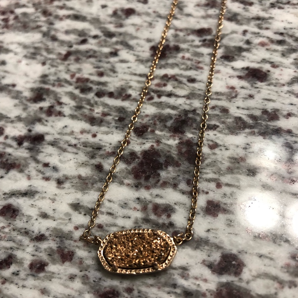Kendra Scott drusy necklace.  Rose gold.
